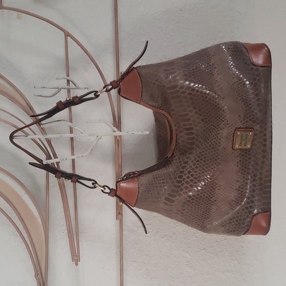 Dooney & Bourke Handbags - Dooney & Bourke Olive Green Snake Embossed Erica Large Shoulder Bag Purse